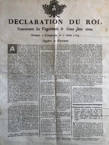 Déclaration du Roi concernant les vagabonds & gens sans aveu — Compiègne — 1768. - Bild 1 von 3