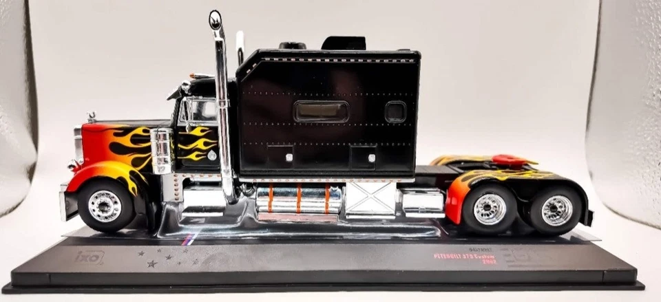2002 Peterbilt 379 Custom Truck Tractor Black with Flame Graphics 1/43 Diecast M - Image 1 of 1