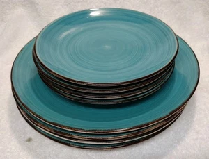 Set of 8 Royal Norfolk Turquoise Swirl Dinner & Salad Plates 10 1/2”- 7 1/2" - Picture 1 of 5
