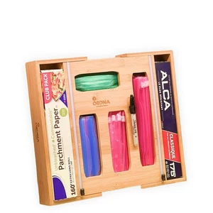 6 IN 1 Storage Bag Organizer for Kitchen Drawer, Bamboo Baggie Organizer for ... - Picture 1 of 6