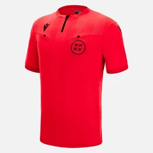 RFEF SPAIN REFEREE MAN - SHIRT RED SS - FOOTBALL SOCCER MACRON 2022/24 - Picture 1 of 3