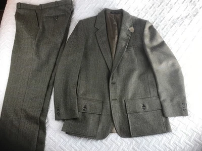 "Chaqueta de traje Norfolk con cinturón trasero tweed hecho en Inglaterra 42 pantalones largos 36"" de colección" Foto 1 de 4