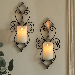 Wall Candle Sconces Holder Set of 2- Metal Candle Wall Sconces for Living Room B - Picture 1 of 7