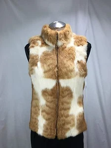 AWESOME GREAT VALUE NATURAL FRENCH MERLE REX FUR LADY ZIP FRONT VEST FREE SHIPG - Picture 1 of 8