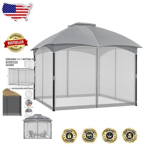 12' x 12' Universal Mosquito Netting for Gazebo with Double Zippers, Light Grey - Picture 1 of 11
