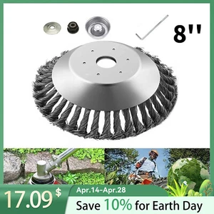 New 8 Inch Steel Wire Wheel Brush Grass Trimmer Head Weed With Adapter Kit - Picture 1 of 11
