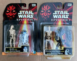 STAR WARS EP 1 R2D2 & DESTROYER DROID WITH BONUS BATTLE DROID 1999 N13 - Picture 1 of 15