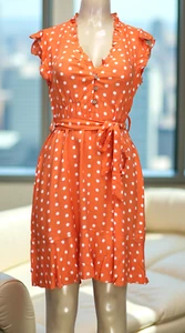 Abito donna Papillon senza maniche a pois arancione taglia XL - Foto 1 di 8
