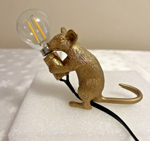 Resin Mouse Lamp Animal Table Lamp Art Desk Lamp Night Light Gold