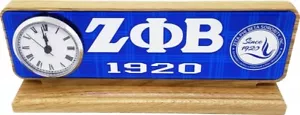 Zeta Phi Beta Sorority Wood Desktop Clock Domed Desktop Clock Seal - Picture 1 of 1
