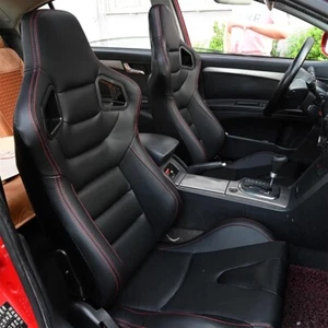 Coppia Sedili sportivi avvolgenti auto similpelle Recaro replica Nero Carbonio - Foto 1 di 5