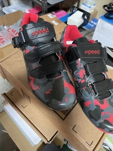 Speed Road Cycling Shoes Red/Black Camouflage Cleats Bike Men's Sz US 8.0 EUR41 - Picture 1 of 3