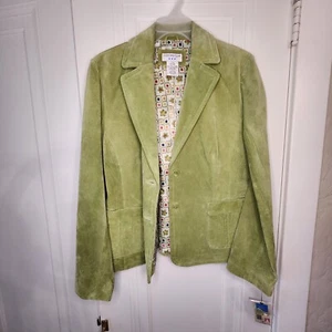 Covington Leather Suede Lime Green Blazer Y2K Vintage Nwt Women's L - Picture 1 of 9