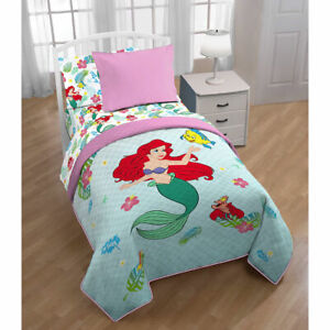 NEW Disney Princess Ariel Little Mermaid Twin Quilted Bedspreads & Sham Set 