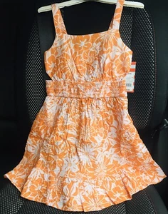 NWT Cat & Jack Orange & White Floral Summer Dress XS (4-5) With Pocket’s - Picture 1 of 2