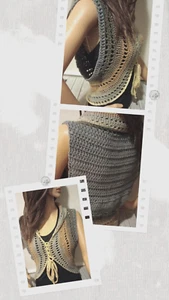 gehäkelte Handarbeit Damen Boho Trägertop Festival Große XL Eclipse Glitzer Neu - Bild 1 von 4