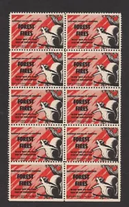 Poster Cinderella stamp block prevent forest fires squirrel MNH - Picture 1 of 1