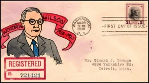 Scott 832 $1.00 Wilson Melissa Fox Hand Painted FDC Add-On Unique? - Picture 1 of 2