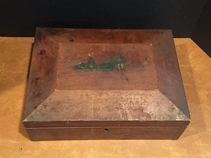 Antique Dovetailed Document Box Advertising A. Thompson Chocolate Waterville, ME - Picture 1 of 12