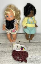 Lot Of 2 Vintage Mattel Heart Family Baby Dolls + Extra Outfit