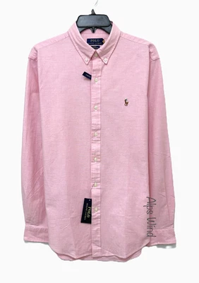 POLO RALPH LAUREN Men's Slim Fit Stretch Oxford L/S Shirt Pink Size-M NWT $125 - Image 1 of 4