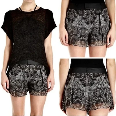 HELMUT LANG | 0 / S | Mandala Silk Lined Sheer Floral Overlay Shorts MSRP$370 - Image 1 of 4
