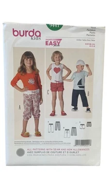 Burda 9441 Kids Pants Sewing Pattern Size US 3-9 Super Easy - Image 1 of 2