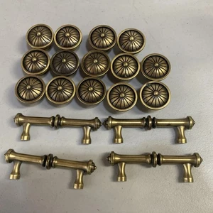 French Tassel Cabinet Drawer Knob Pull Tumbled Antique Brass  18 pcs - Picture 1 of 12