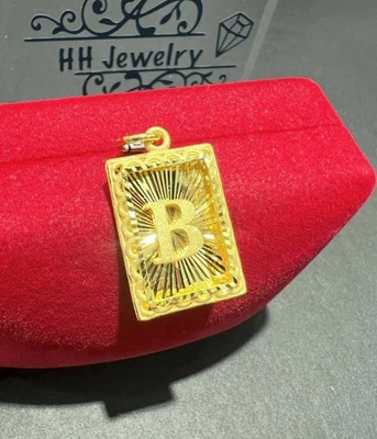 Colgante/dije rectangular inicial 'B' de oro amarillo de 24 quilates Foto 1 de 4