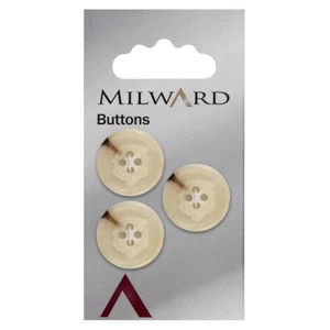 Milward Buttons: Carded: 20mm: 5 Packs of 3: Beige: 4-Hole - Picture 1 of 2