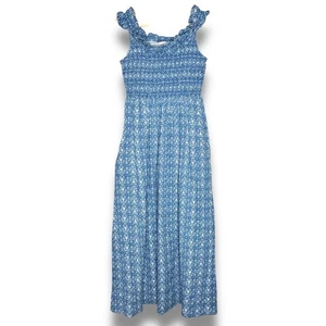 Maxi abito smanicato Gal Meets collezione Glam blu stampa floreale scollo a volant 6 - Foto 1 di 11