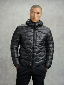 BLAUER UOMO PIUMINO CAPPUCCIO TRAPUNTATURA AD ONDA art. 25WBLUC03074 999 BLACK - Picture 1 of 5