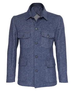 Neu mit Etikett Ezzelino Feldjacke blau Baumwolle Kaschmir Wolle Luxus Italien XL - Bild 1 von 4