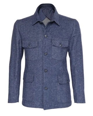 NWT EZZELINO FIELD JACKET blue cotton cashmere wool luxury Italy XL - Image 1 of 4