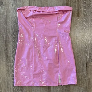 Shein Mujer Rosa Silicona Mini Vestido con Cremallera Trasera Grande - Imagen 1 de 3
