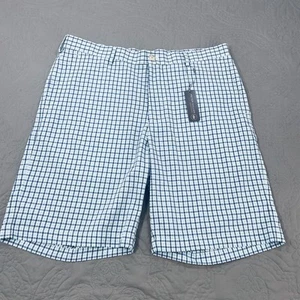 Peter Millar pantaloncino uomo 35 blu bianco a quadri corona sport performance seersucker - Foto 1 di 9
