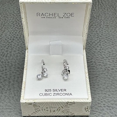 Pendientes Rachel Zoe Plata 925 Circonita Cúbica Colgante Elegante Regalo En Caja Foto 1 de 4