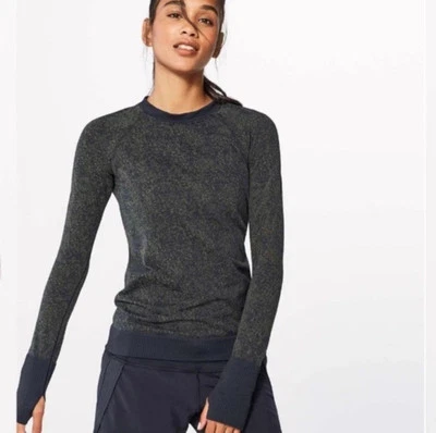 Pullover Lululemon Rest Less negro armería verde oliva talla 4 agujeros para el pulgar elástico Foto 1 de 4