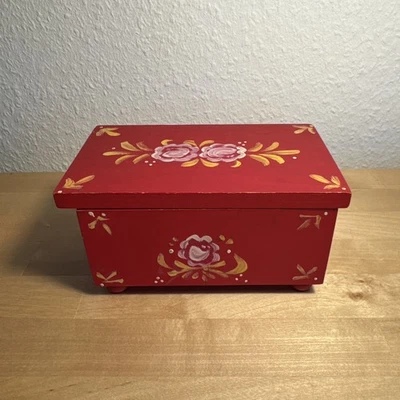 Schatulle -Holz Handgemalt- Schmuck Kästchen Box Aufbewahrung Truhe - Bild 1 von 4