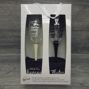 Flautas de champán pintadas a mano refrescadas aniversario de boda juntos para siempre - Imagen 1 de 15