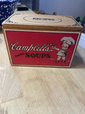 VTG Campbell’s Soup Wooden Recipe Box 40-50’s RARE Collectible  - Image 1 of 4