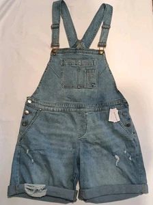 Lane Bryant Denim Boyfriend kurzer Overall Gr. 12 neu mit Etikett abgenutzt Bündchen leicht Wsh - Bild 1 von 23