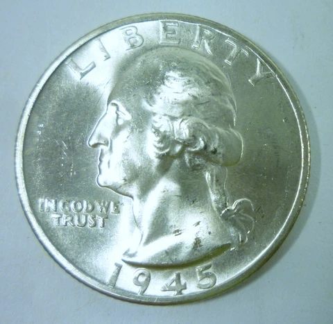 1945 S Washington Quarter BU Cover