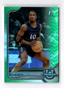 2021-22 Bowman U University 1st Nate Johnson Green Chrome Refractor /250 #59 - Picture 1 of 2