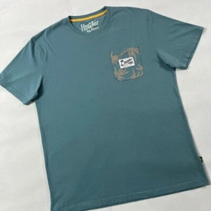 Howler Brothers Printed Pocket T Shirt Men Large Teal Hawaiian Tropical Crew - Picture 1 of 11
