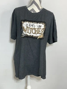 tshirt Whats up Witches halloween Trick Or Treat Fall Women Xl Dark Gray - Picture 1 of 7
