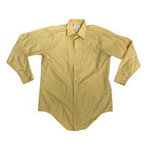 VINTAGE 70s Big Collar Shirt S Perma Press Pointy Dagger Collar Yellow 1970s - Picture 1 of 5
