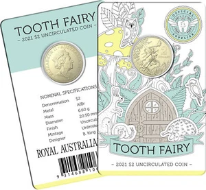 AUSTRALIA 2021 $2 TOOTH FAIRY ON CARD UNC COIN-LIMITED ED-FREE TRACKING POSTAGE⭐ - Picture 1 of 3