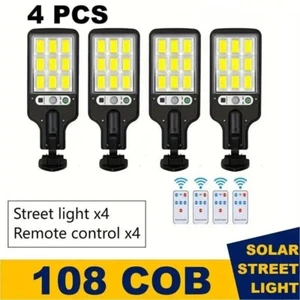4-Pack Solar Street Lights 108 LED Motion Sensor Outdoor Wall Lamp w/ Remote - Picture 1 of 7