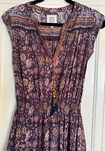 $350 / BELL by ALICIA BELL / Sz S / Cotton Silk / Blue Orange / Maxi Dress - Picture 1 of 6